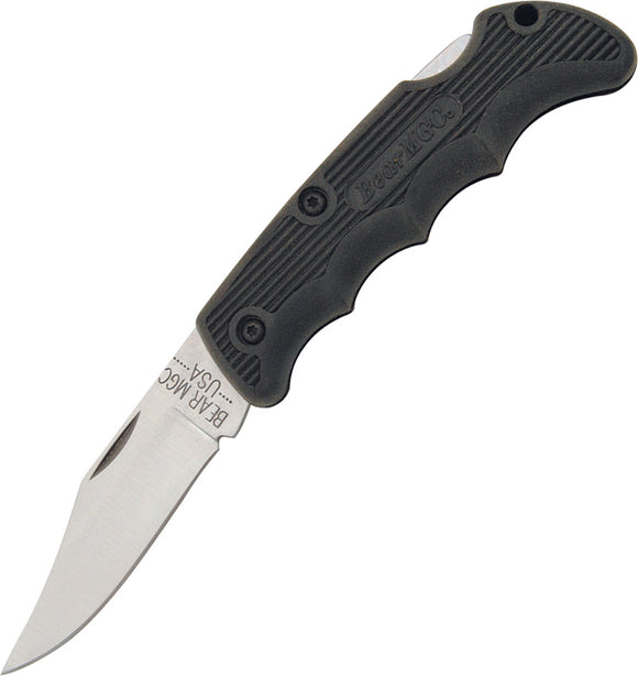 Bear & Son Lockback Black Handle Stainless Folding Clip Knife with Belt Sheath 445