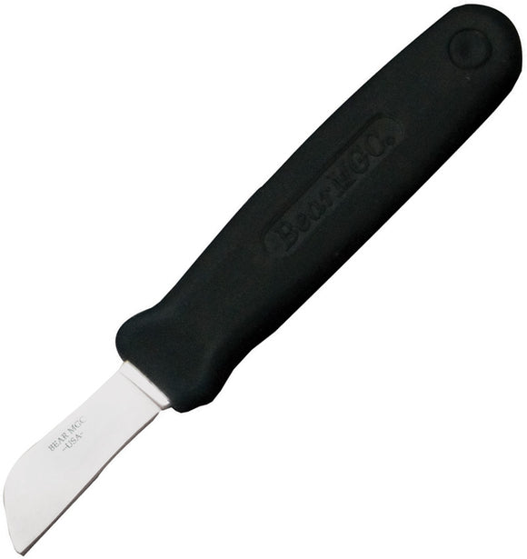 Bear & Son Cushion Grip Splicer Black Carbon Stainless Fixed Blade Knife 486
