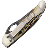 Bear & Son Cowhand Lockback Stag Bone Folding Damascus Pocket Knife 5150LD