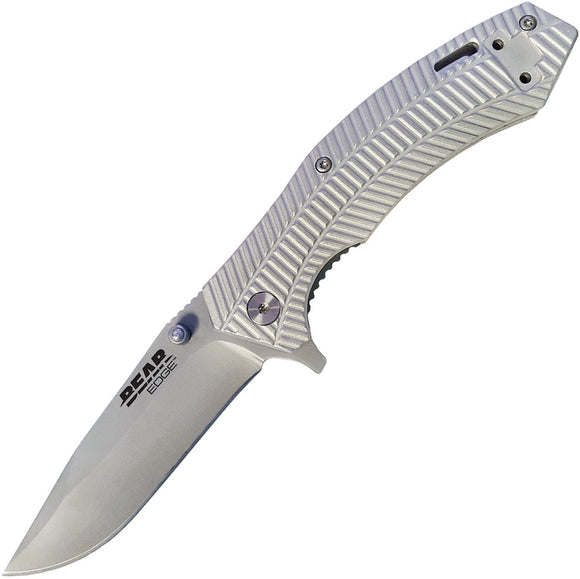 Bear Edge Sideliner Silver Aluminum Handle Stainless Folding Blade Knife 61109