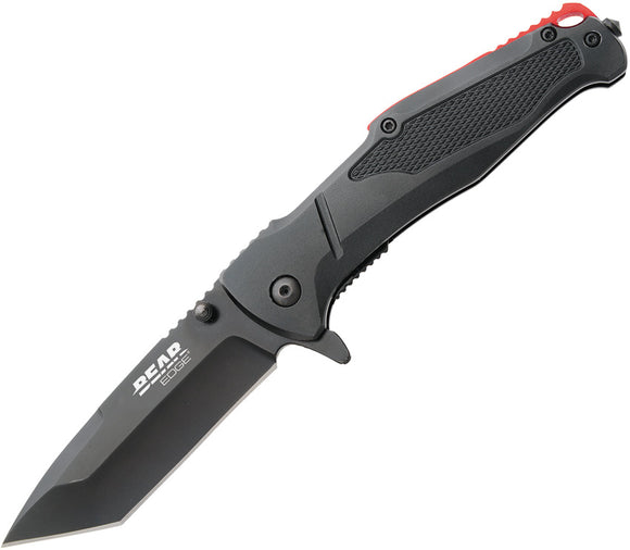 Bear Edge Linerlock A/O Black/Red Aluminum Folding 440 Stainless Knife 61121