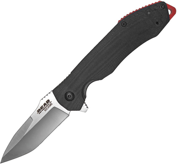 Bear Edge Framelock Black G10 Folding 440 Stainless Tanto Pocket Knife 61122