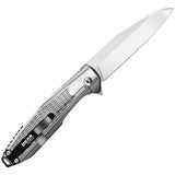 Bear Edge Framelock Smooth Silver Stainless Folding Pocket Knife 61125