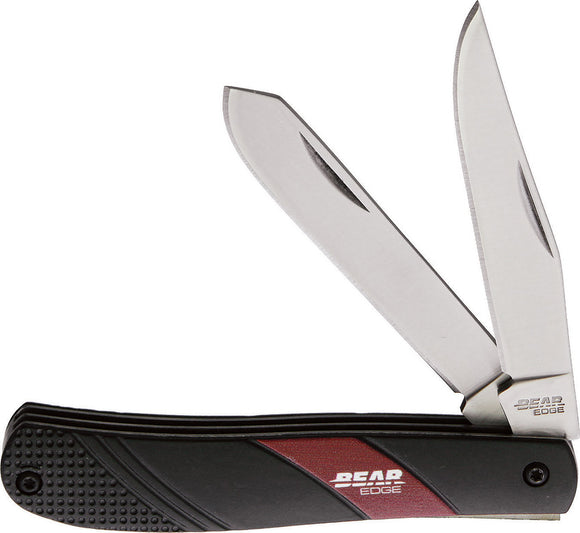 Bear Edge Trapper Black/Red Aluminum Folding 440 Stainless Pocket Knife 61532