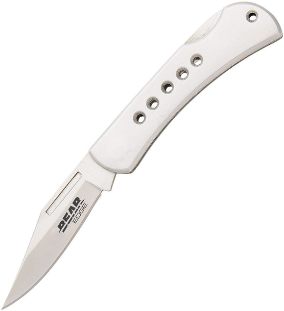 Bear Edge Lockback Stainless Steel Handle Satin Clip Pt Folding Knife 71115