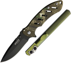 Bear Edge 2pc Green Framelock Pocket Knife Edgemate Sharpener Combo Set 71824