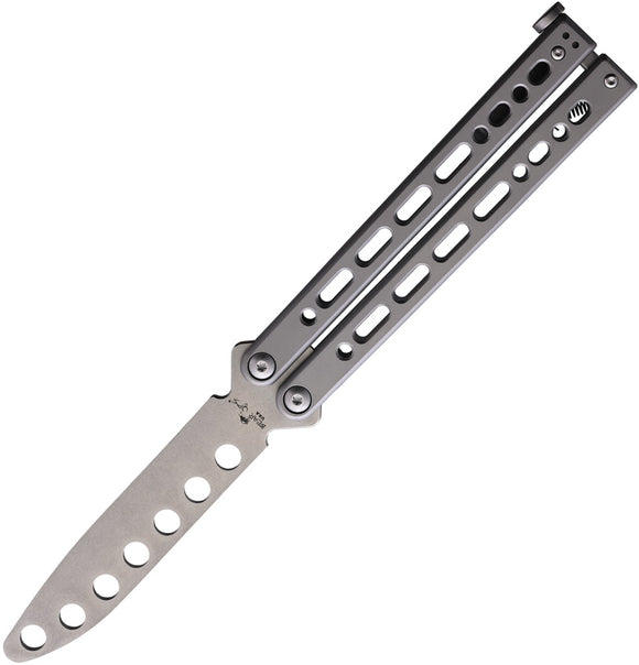 Bear Ops Bear Song VIII Balisong Trainer Gray Stainless Blunt Tip Butterfly Knife 821SSS