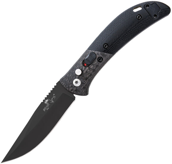 Bear & Son Automatic Bold Action IX Knife Black G10 & Carbon Fiber 14C28n Sandvik AC900B4B