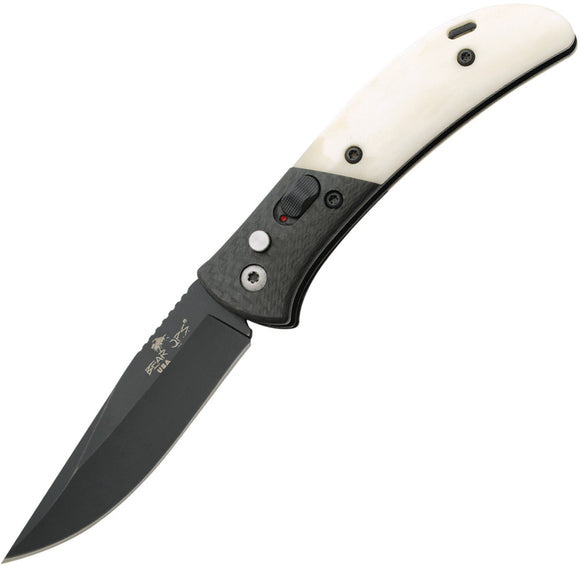 Bear & Son Automatic Bold Action IX Knife White G10 & Carbon Fiber 14C28N Sandvik AC900WSB6B