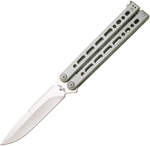 Bear Ops Bear Song VIII Balisong Gray Stainless S35VN Spear Pt Butterfly Knife ANNB820