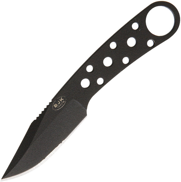 Blackjack Model 155 Black Stainless Fixed Blade Neck Knife w/ Sheath 155BK