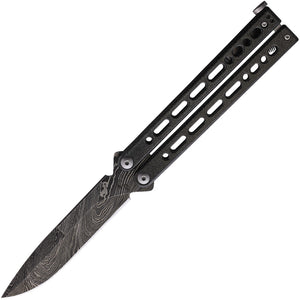 Bear Ops Bear Song VIII Balisong Black Galaxy Damascus Spear Pt Butterfly Knife B820GXLD