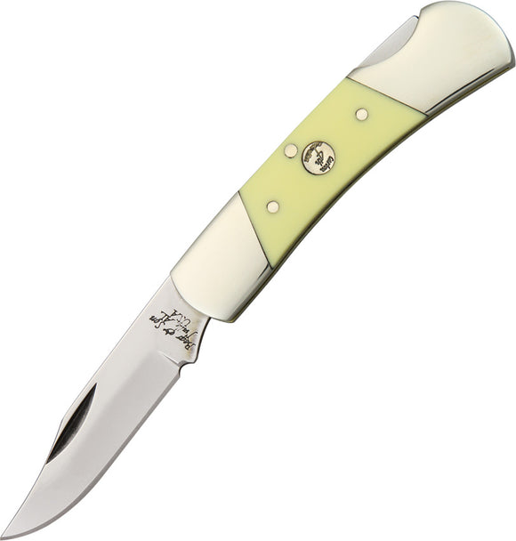 Bear & Son Lockback Yellow Delrin Stainless Steel Folding Pocket Knife C305