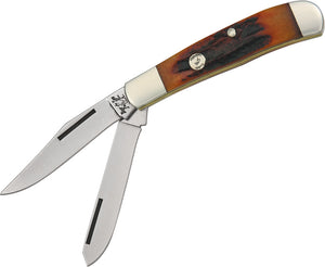 Bear & Son Small Trapper 4th Gen Red Bone Stag Folding Knife crsb5412