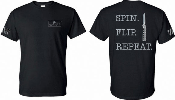 Bear & Son Black Spin Flip Repeat T-Shirt 2X 2xl