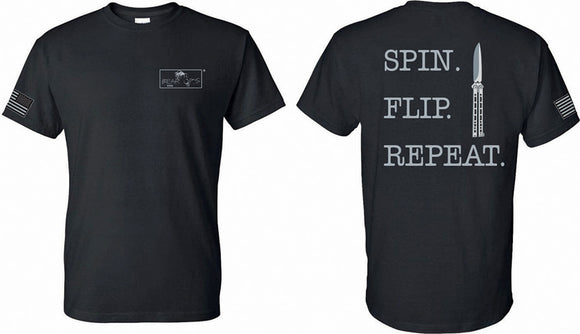 Bear & Son Black Spin Flip Repeat T-Shirt Large