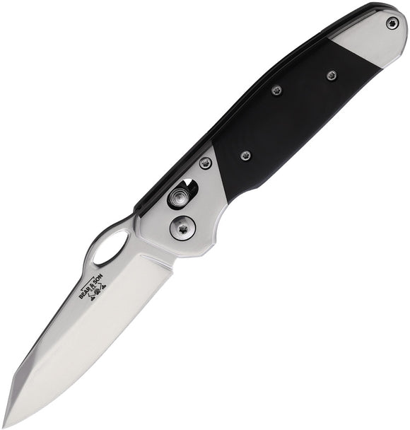 Bear & Son Slide Lock Black Smooth G10 Folding D2 Pocket Knife G10N