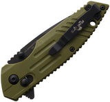 Bear Ops Slide Lock OD Green Synthetic Folding D2 Steel Pocket Knife 950OD7BSR