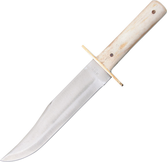 Bear & Son Bowie Smooth White Bone Stainless Fixed Blade Knife w/ Sheath WSB02