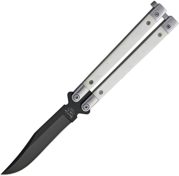Bear and Son White Smooth Bone Handle Balisong (buttterfly) Knife wsb17
