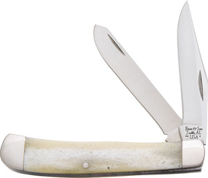 Bear & Son Trapper White Smooth Bone 440 Folding Knife  wsb54