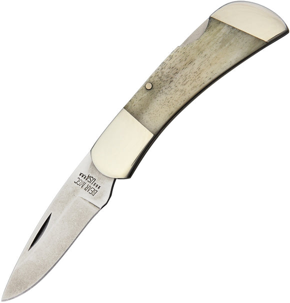 Bear & Son Midsize Lockback White Bone Handle 440 Stainless Folding Knife CWSB61