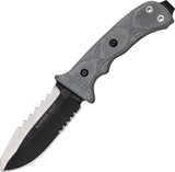 TOPS Border Heat Fixed Serrated Sawback Blade Black Micarta Handle Knife