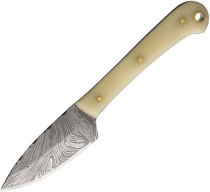 Beretta Schaefer Skinner Smooth Bone Damascus Steel Fixed Blade Knife 0010
