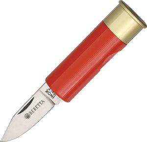 Beretta Shotshell Red Shotgun Shell Handle 420 Stainless Folding Knife 70RD