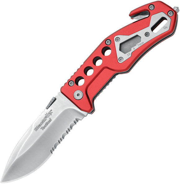 Black Fox Tactical Linerlock Red Aluminum Folding 440 Stainless Pocket Knife 117