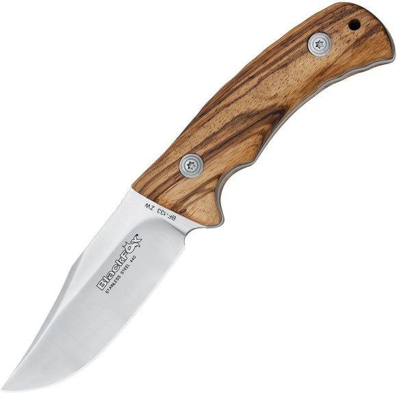 Black Fox Outdoor Zebra Wood 440 Stainless Fixed Blade Knife w/ Sheath 133ZW