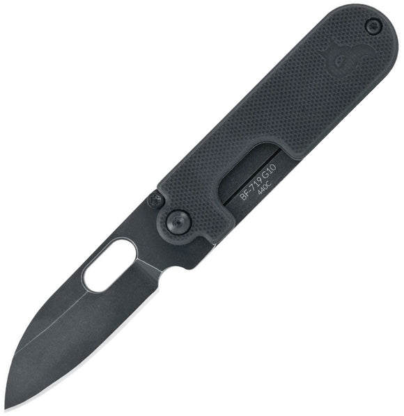 Black Fox Bean Gen2 Stonewash Folding 440C Sheepsfoot Pocket Knife 719G10