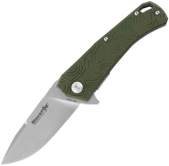Black Fox Echo 440C Linerlock Green G10 Folding Knife 746OD