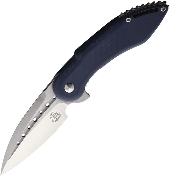 Begg Knives Mini Glimpse Linerlock Blue-Gray G10 Folding D2 Pocket Knife 004