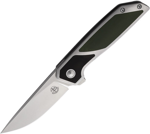 Begg Knives Diamici Linerlock Black & Green G10 & Stainless Folding D2 Knife 014