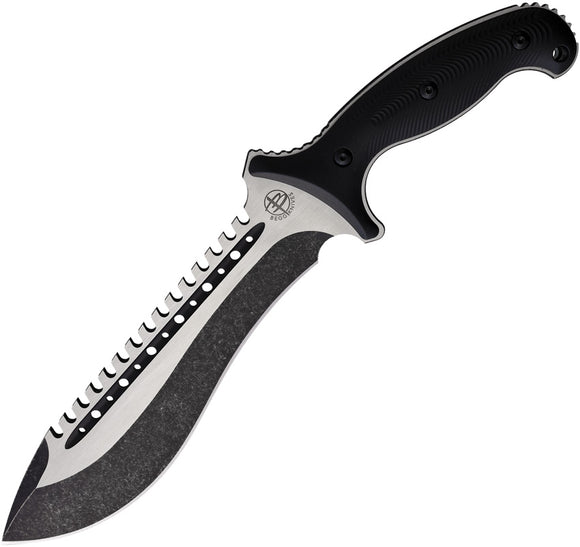 Begg Knives Bolo Black AUS-10 Steel Two-Tone Sawback Machete w/ Sheath 022