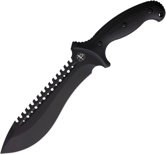 Begg Knives Bolo Black AUS-10 Steel Sawback Machete w/ Belt Sheath 024