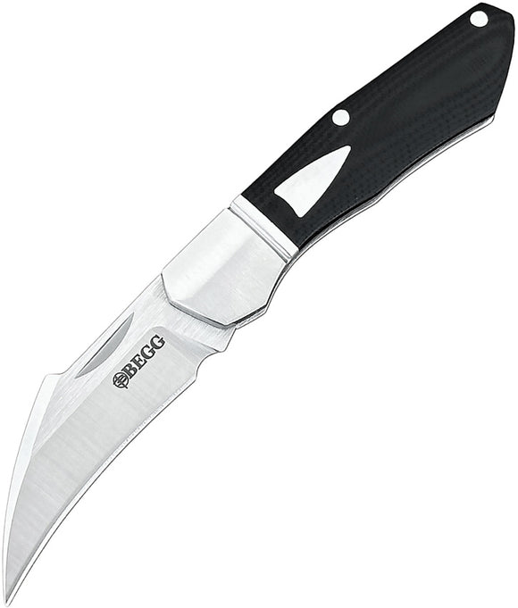 Begg Knives Hawkbill Slip Joint Black G10 & Stainless Folding 14C28N Pocket Knife 041