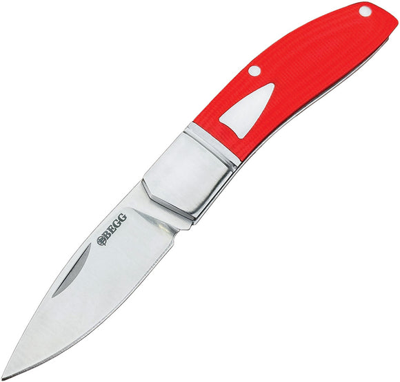 Begg Knives Drop Point Mini Slip Joint Red G10 & Stainless Folding 14C28N Pocket Knife 044