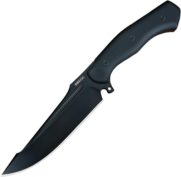 Begg Knives Alligator Blackout G10 14C28N Fixed Blade Knife w/ Belt Sheath 047