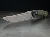 Begg Knives Alligator Green & Black G10 14C28N Fixed Blade Knife w/ Sheath 050