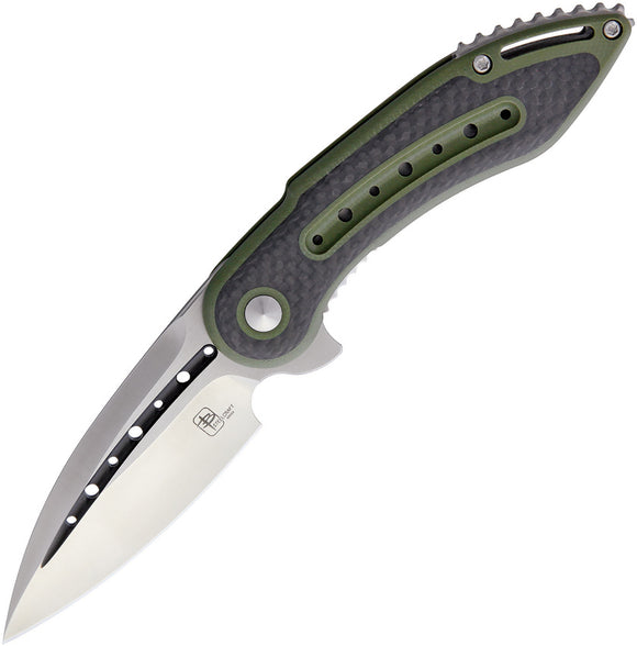 Todd Begg Knives Mini Glimpse Linerlock Green Carbon Fiber Folding Knife MGOD