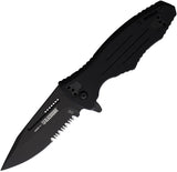 Blackhawk Hornet Linerlock A/O Black G10 Folding D2 Serrated Knife 15H211BK