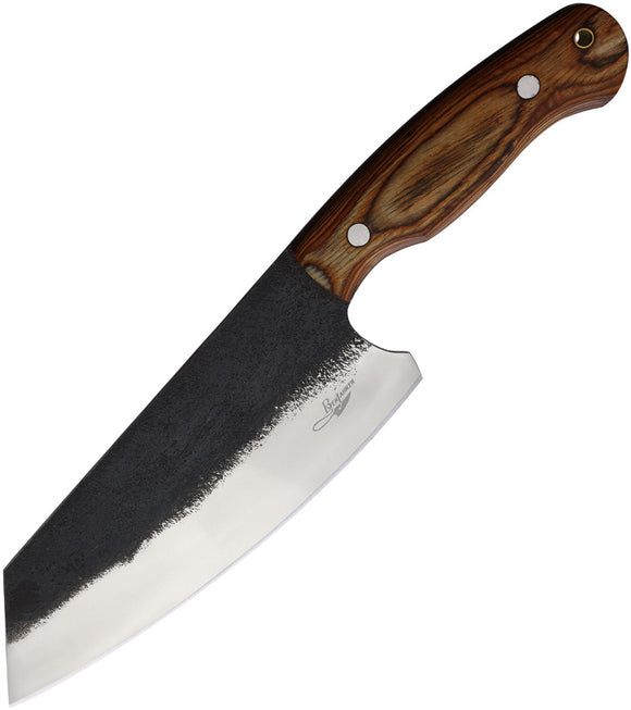 BenJahmin Knives Camp Cleaver Brown Wood Stainless Fixed Blade Knife 028