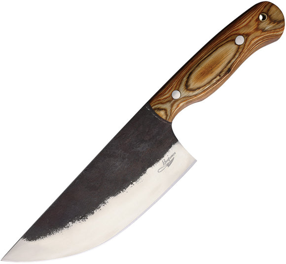 BenJahmin Knives Camp Cleaver Tan Wood Stainless Fixed Blade Knife 029