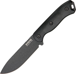 Becker Black Short 1095 Carbon Steel Drop Point Fixed Blade Knife w/ Sheath R16