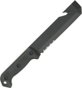 Becker Black Tac Tool Serrated 1095 Carbon Steel Fixed Blade Knife w/ Sheath R3