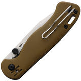 Becker Mini Linerlock Tan Smooth GFN Folding D2 Steel Pocket Knife R41
