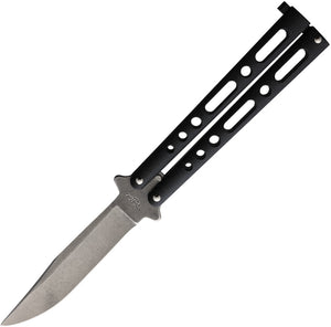 Benchmark 9" Butterfly Black Stonewash Knife (Butterfly) 017