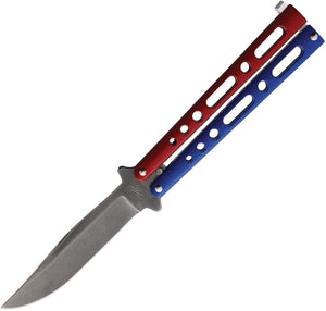 Benchmark Balisong Red & White & Blue Zinc Stainless Clip Point Butterfly Knife 023